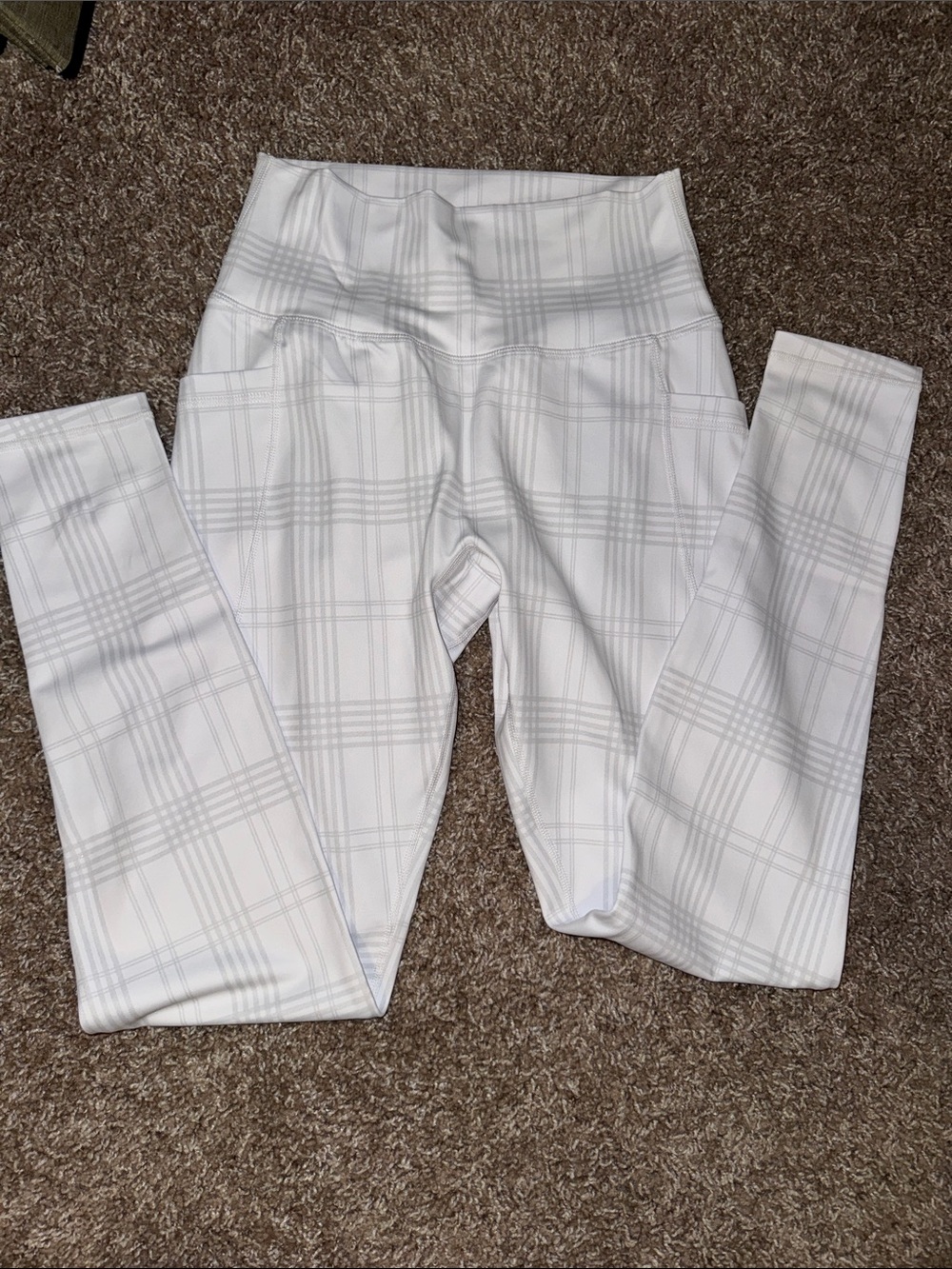 Buffbunny White Plaid Active Leggings